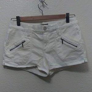 Bebe White  4 pocket Shorts with zippers.